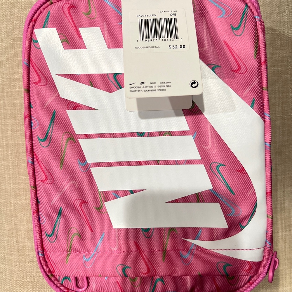 Nike Pink and White Logo Pouch